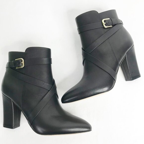 L'AGENCE Shoes - L'Agence Francine Ankle Boots Booties Womens Sz 7.5 Black Leather Heeled Strappy